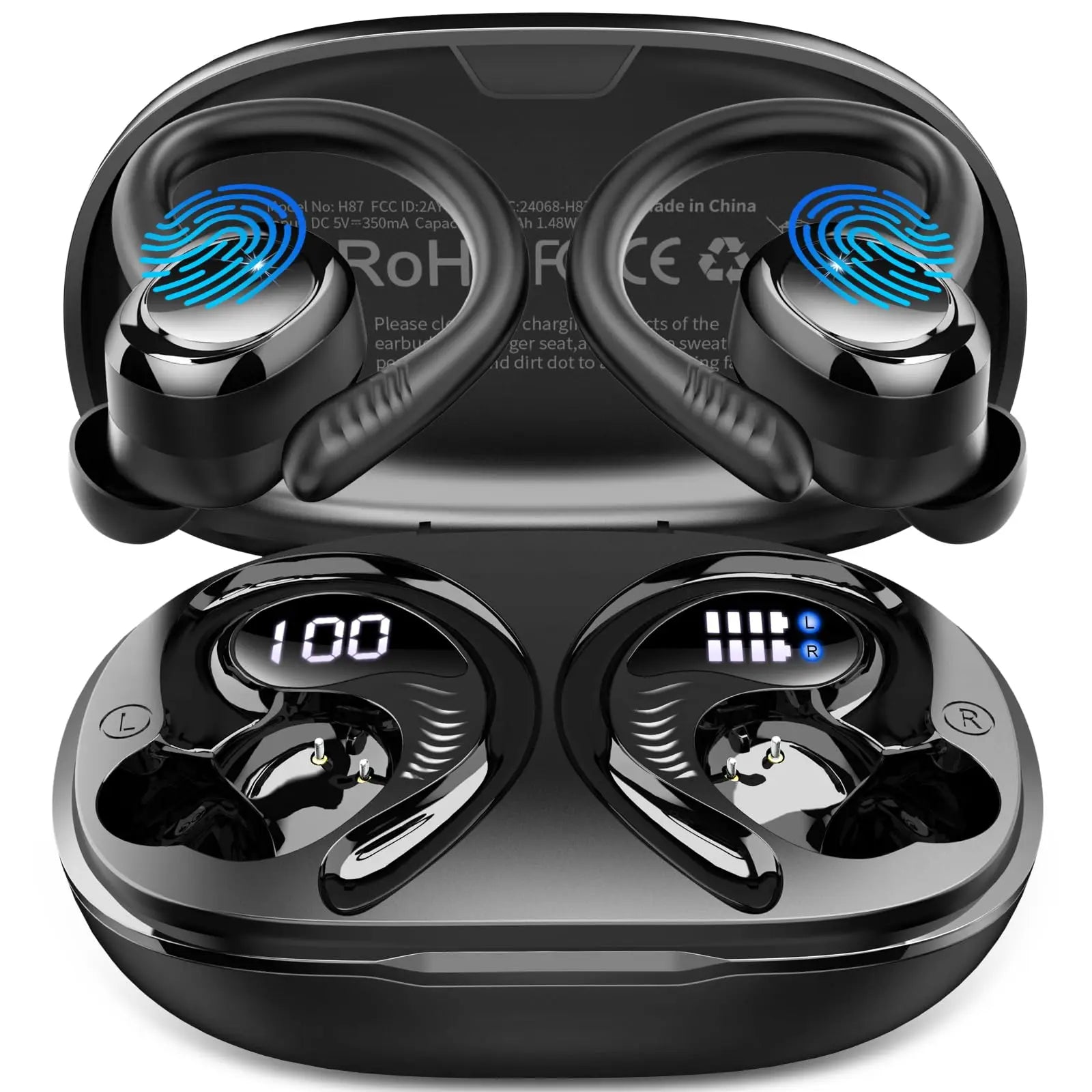 Bluetooth 5.3 Wireless Earbuds | IP7 Waterproof 50H Playback | Sports Earphones with Noise Cancelling Mic for Workout/Running. Black United States A4c898f4cb2d84501ab3e080ea1355ac41 Amrit Store